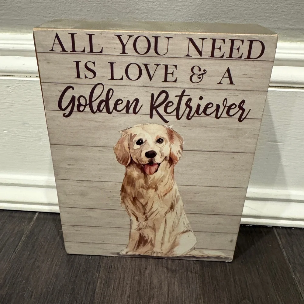 NWOT Golden Retriever 8 x 6 in All You Need Love & a Golden Retriever Wall Art